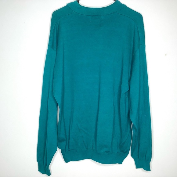 < Vintage Eddie Bauer Teal Collared Sweater > - Picture 3 of 4